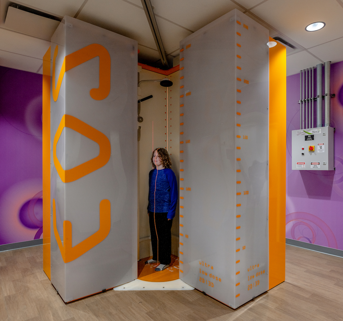 young boy in EOS scanner after a sports injury