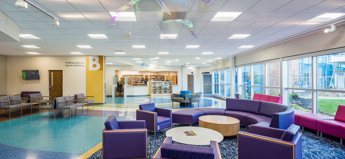 bright waiting area outside of the after-hours ortho clinic