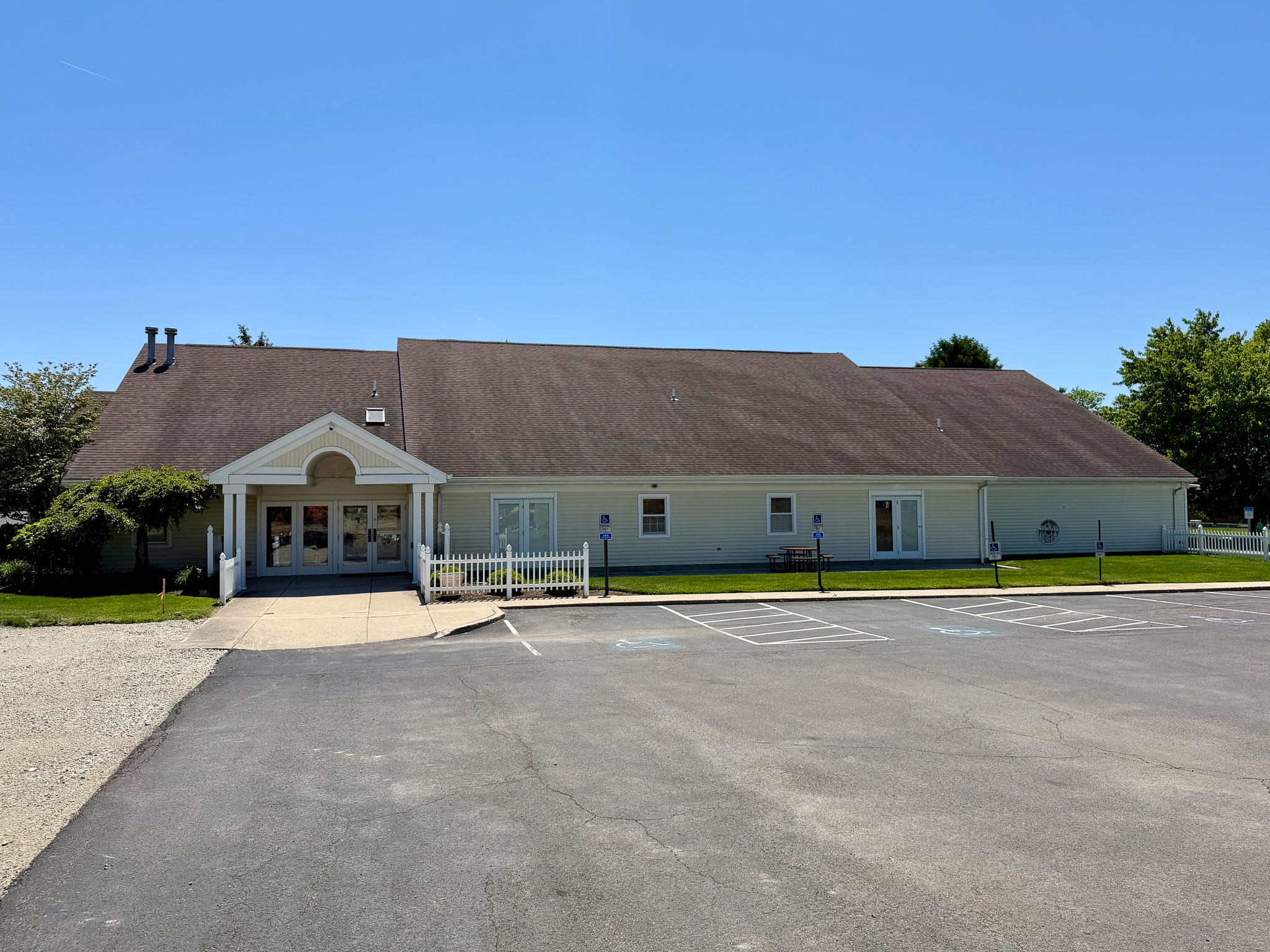 exterior view of single story building for pediatric rehabilitation