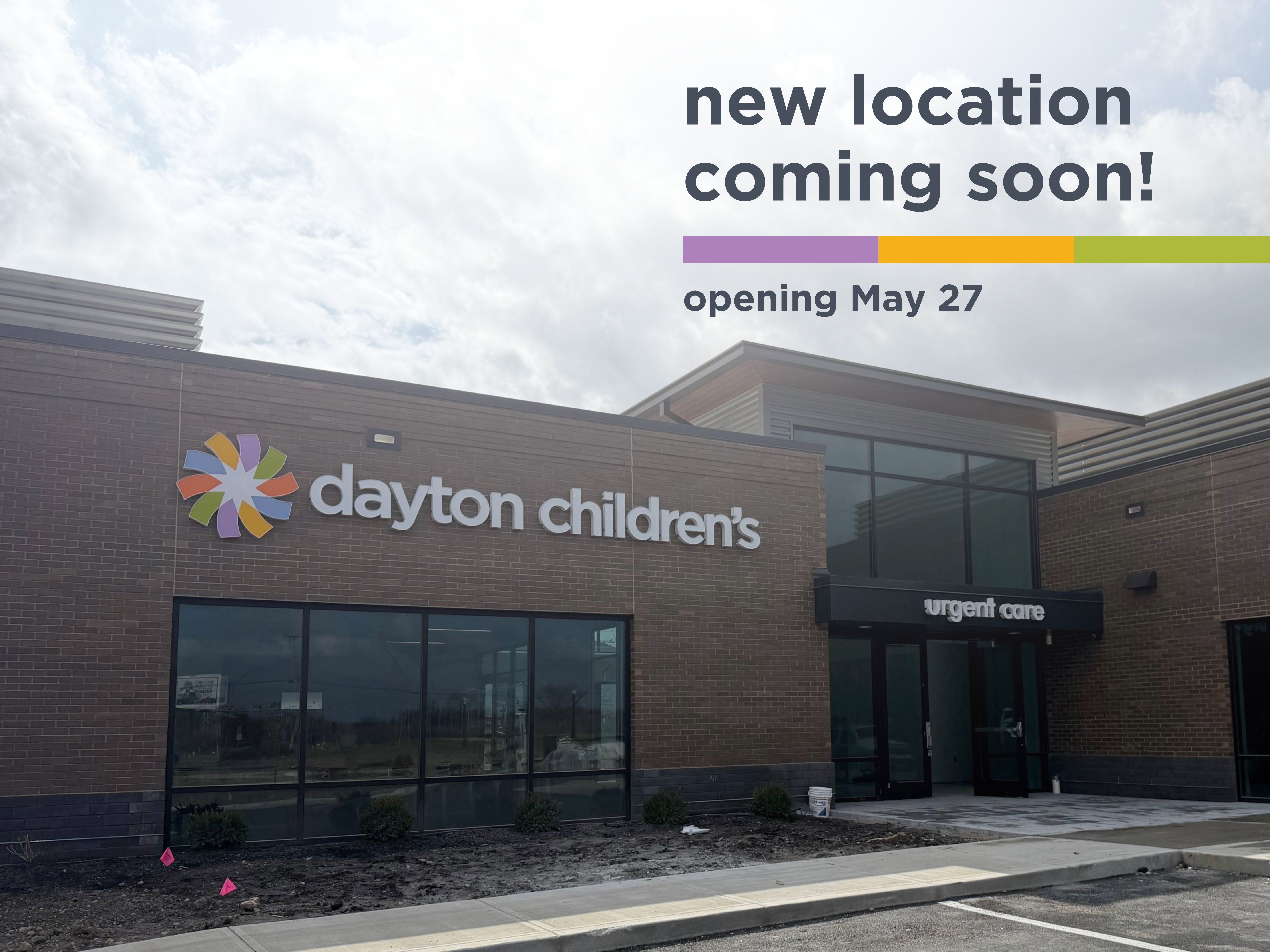 exterior view of new urgent care location coming soon, opening May 27